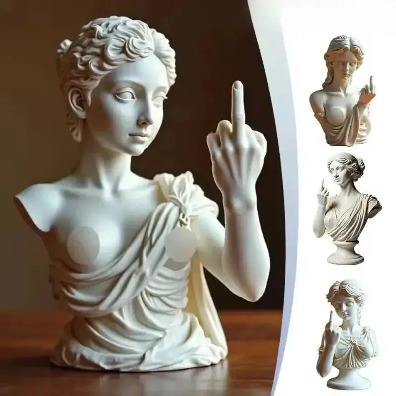 Vienna Goddess Statue With The Middle Finger Up Ornaments Spoof Goddess Statue Ornaments Unique Design Office Home Decoration