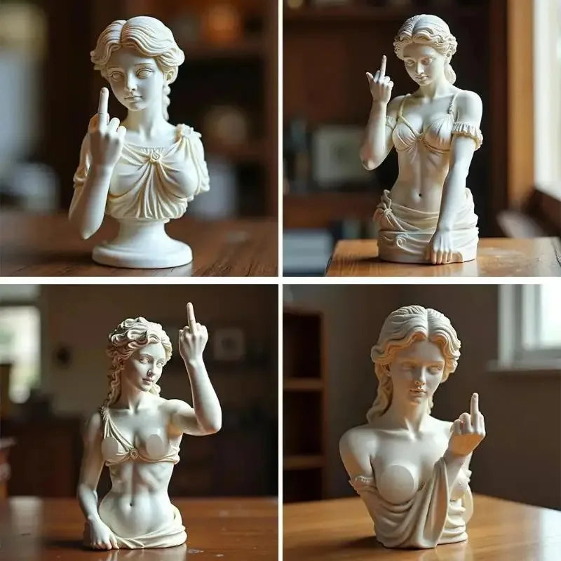Vienna Goddess Statue With The Middle Finger Up Ornaments Spoof Goddess Statue Ornaments Unique Design Office Home Decoration